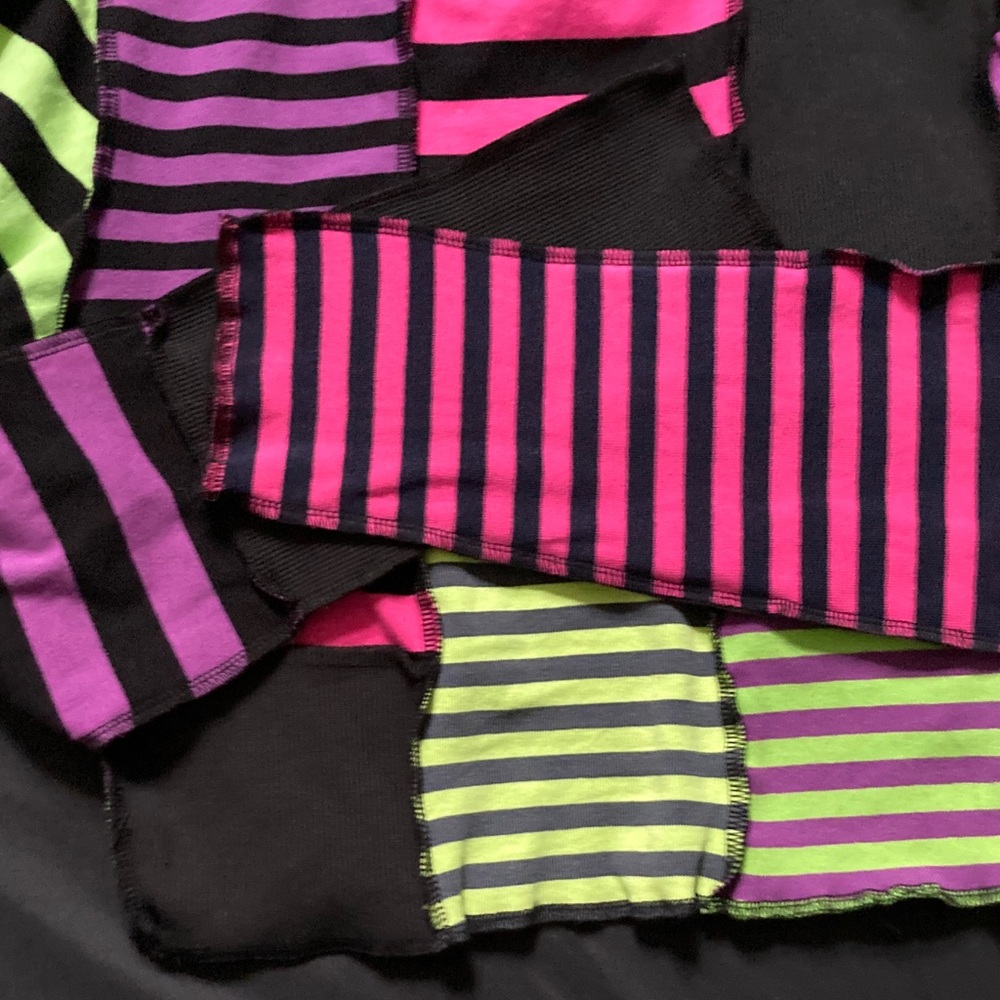 The Ragged Priest Patchwork Striped Long Sleeve Crop Pink Purple Green Size S - Picture 8 of 11